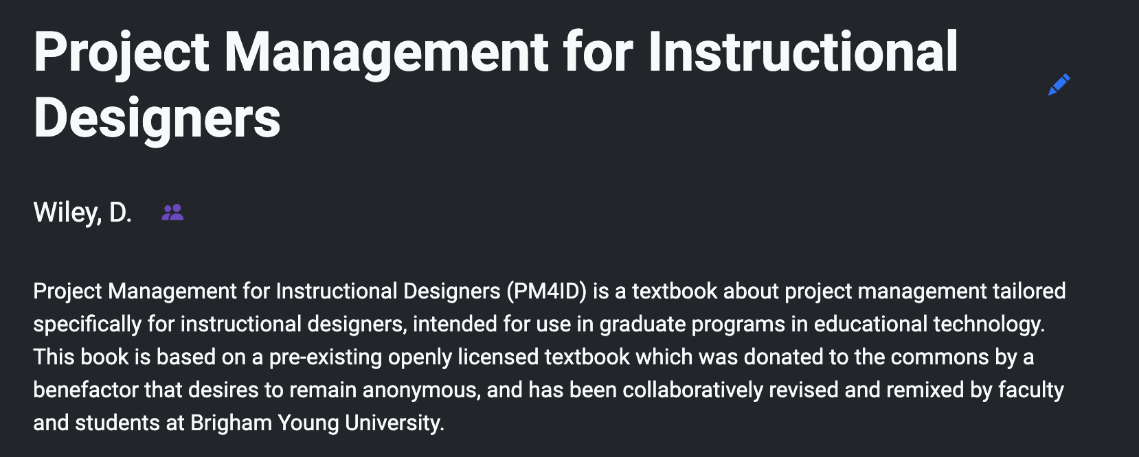 A screen shot of Dr. Wiley's abstract